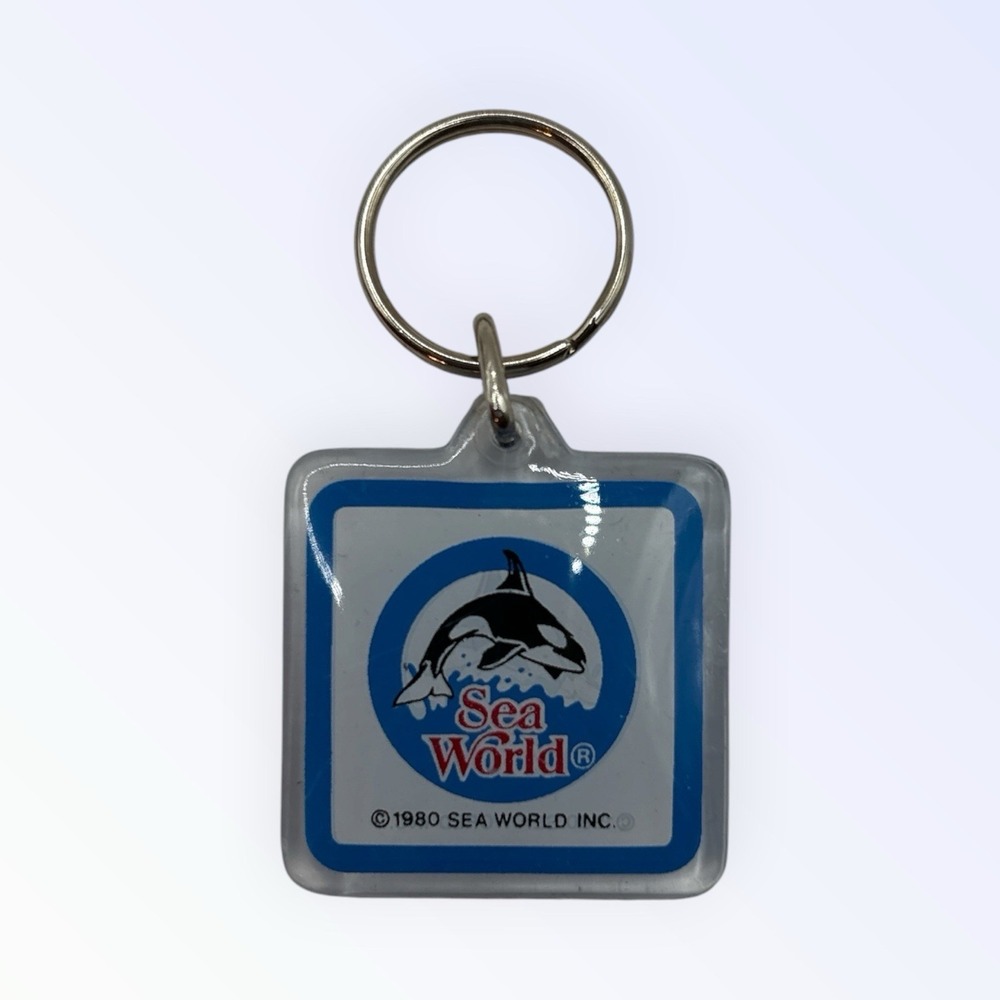 Vintage Seaworld Shamu Keychain 1980‎ Aquarium Orca Whale Souvenir Keyring